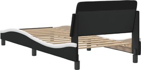 vidaXL Πλαίσιο Κρεβατιού Dover Μαύρο/Λευκό 90x190εκ. Συνθ. Δέρμα