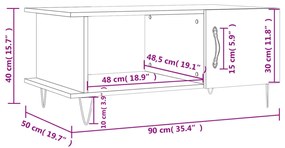 Τραπεζάκι Σαλονιού Καφέ Δρυς 90x50x40 εκ. Επεξεργασμένο Ξύλο - Καφέ