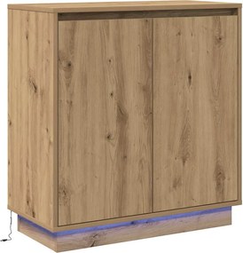vidaXL Πλευρικό Τραπέζι LED Artisan Δρυς 71 x 34,5 x 75 εκ.