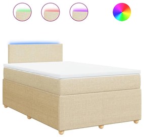 vidaXL Κρεβάτι Boxspring με Στρώμα Κρεμ 120x200 εκ. Υφασμάτινο