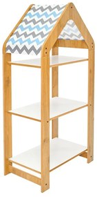 Ραφιέρα Montessori Zoilen I λευκό-φυσικό-μπλε mdf 50x30x100εκ 50x30x100 εκ.