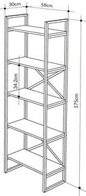 Βιβλιοθήκη Dusan Megapap χρώμα sepet oak 58x30x175εκ.