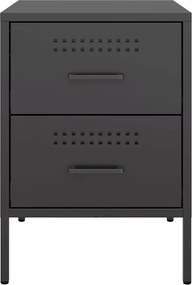 vidaXL Κομοδίνα 2 τεμ. Μαύρα 36x39x50,5 εκ. Χάλυβα