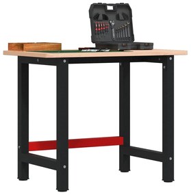vidaXL Πάγκος Εργασίας Ορθογώνιος 100x60x81,5 εκ. από Μασίφ Ξύλο Οξιάς
