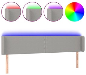 vidaXL Κεφαλάρι Κρεβατιού LED Ανοιχτό Γκρι 203x16x78/88 εκ. Υφασμάτινο