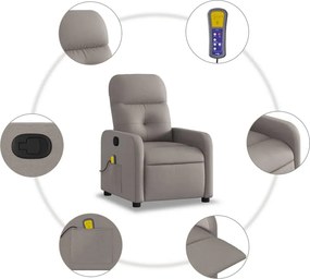 vidaXL Πολυθρόνα Μασάζ Ανακλινόμενη Taupe Υφασμάτινη