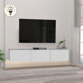 Έπιπλο τηλεόρασης επιτοίχιο Damla Megapap από μελαμίνη με LED χρώμα λευκό 180x29,5x29,5εκ. - 0228121
