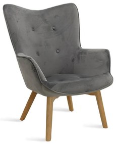 Armchair Kido velvet silver-grey color 72x75x99 εκ.