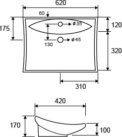 Karag LT 1015 62x42 - Επιτραπέζιος νιπτήρας