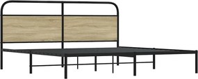 vidaXL Σκελετός Κρεβ. Χωρίς Στρώμα Sonoma Δρυς 180x200 εκ. Μεταλλικό