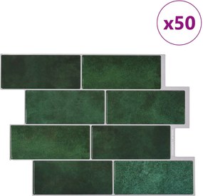 vidaXL Πλακάκι Subway 50 τμχ. Σκούρο Πράσινο 29 x 21 εκ