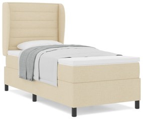 vidaXL Πλαίσιο Κρεβατιού με Στρώμα Κρεμ 90x200 εκ. Υφασμάτινο