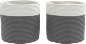 vidaXL Καλάθια Αποθήκευσης 2 τεμ. Γκρι/Λευκό Ø28 x 28 εκ. Βαμβακερά