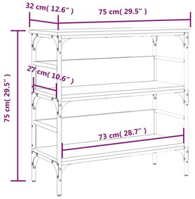 Τραπέζι Κονσόλα Γκρι Sonoma 75x32x75 εκ. Επεξεργασμένο Ξύλο - Γκρι