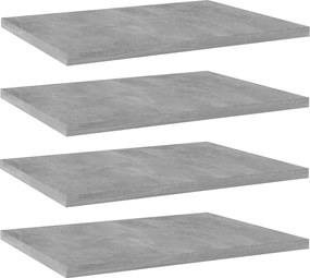 vidaXL Ράφια Βιβλιοθήκης 4 τεμ. Γκρι Σκυροδ. 40x30x1,5 εκ. Επεξ.Ξύλο