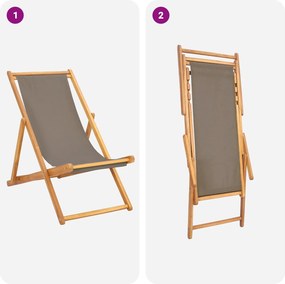 vidaXL Καρέκλα Παραλίας Taupe Στερεό Ξύλο Τίκ