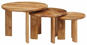 vidaXL Τραπεζάκια Καφέ Στερεών 3 pcs Καφέ Στερεό ξύλο μάνγκο