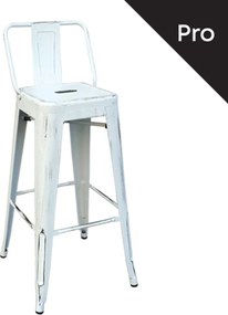 RELIX Σκαμπό Bar-Pro με Πλάτη, Μέταλλο Βαφή Antique White   1τμχ