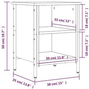 Παπουτσοθήκη Καπνιστή Δρυς 38 x 35 x 50 εκ. από Επεξεργ. Ξύλο - Καφέ