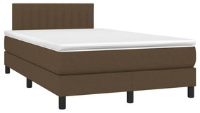 vidaXL Κρεβάτι Boxspring με Στρώμα &amp; LED Σκ.Καφέ 120x200 εκ Υφασμάτινο