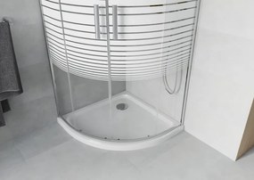 Mexen Rio ημικυκλική καμπίνα ντους 90 x 90 cm, λευκές λωρίδες, χρώμιο +