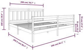 vidaXL Πλαίσιο Κρεβατιού Λευκό 200 x 200 εκ. από Μασίφ Ξύλο
