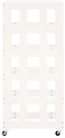 vidaXL Ξυλοθήκη με Τροχούς Λευκή 40x49x110 εκ. από Μασίφ Ξύλο Πεύκου