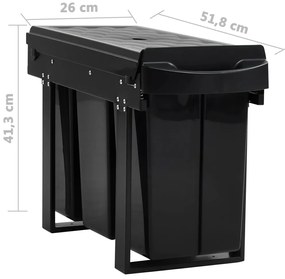 vidaXL Κάδος για Ντουλάπι Κουζίνας Συρόμενος 36 Λίτρων με Soft-Close
