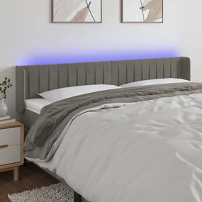 Κεφαλάρι Κρεβατιού LED Ανοιχτό Γκρι 163x16x78/88 εκ. Βελούδινο 3123528