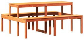 vidaXL Τραπέζι Πικνίκ Καφέ Κεριού 160x134x75 εκ. από Μασίφ Ξύλο Πεύκου