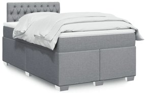 Κρεβάτι Boxspring με Στρώμα Ανοιχτό Γκρι 120x200 εκ. Υφασμάτινο