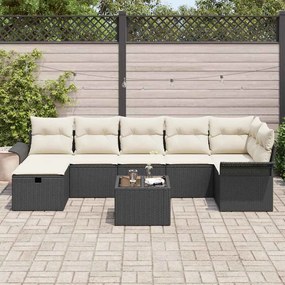 vidaXL Σετ Καναπέ Κήπου με μαξιλάρι 8 pcs Μαύρο Πολυ ράταν