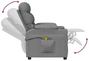 vidaXL Πολυθρόνα Μασάζ Ηλεκτρική Ανοιχτό Γκρι Υφασμάτινη