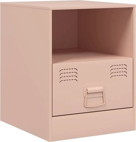 vidaXL Κομοδίνο Ροζ 34,5 x 39 x 44 εκ. από Χάλυβα
