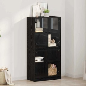 vidaXL Highboard Μαύρη Οξυά 68 x 37 x 142 εκ Επεξεργασμένο ξύλο