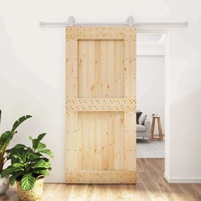 vidaXL Συρόμενη Πόρτα Φυσικό και Λευκό 95 x 210 cm