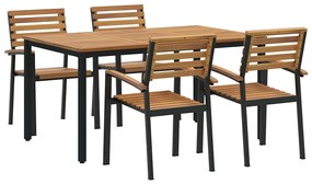 vidaXL Σέτ φαγητού για κήπο 5 pcs Μαύρο και καφέ 150 x 90 x 75 cm
