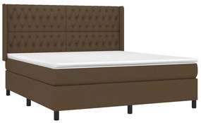 vidaXL Κρεβάτι Boxspring με Στρώμα & LED Σκ.Καφέ 180x200εκ. Υφασμάτινο