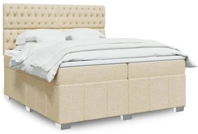 vidaXL Κρεβάτι Boxspring με Στρώμα Κρεμ 200x200 εκ. Υφασμάτινο