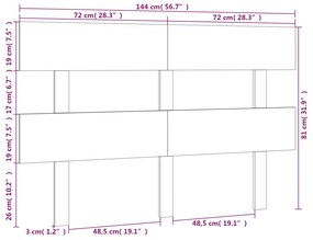 vidaXL Κεφαλάρι Κρεβατιού 144 x 3 x 81 εκ. από Μασίφ Ξύλο Πεύκου