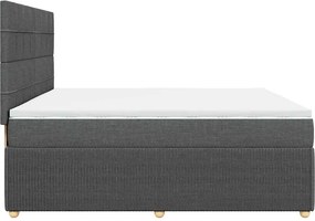 vidaXL Κρεβάτι Boxspring με Στρώμα Σκούρο Γκρι 200x200 εκ. Υφασμάτινο
