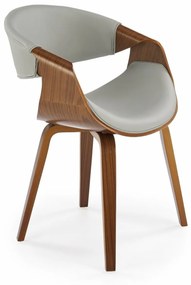 Καρέκλα Houston 1596, Καρυδί, Γκρι, 77x55x55cm, 7 kg, Οικολογικό δέρμα, Πλαστικοποιημένη μοριοσανίδα, Μπράτσα | Epipla1.gr