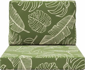 vidaXL Μαξιλάρι Καναπέ Εξωτερικού Χώρου 2 pcs Σχέδιο Φύλλου