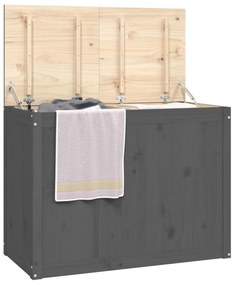 vidaXL Καλάθι Ρούχων Γκρι 88,5x44x66 εκ. από Μασίφ Ξύλο Πεύκου
