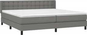 vidaXL Κρεβάτι Boxspring με Στρώμα Σκούρο Γκρι 200x200 εκ. Υφασμάτινο