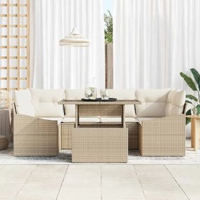 vidaXL Σετ Καναπέ Κήπου 7 pcs μπεζ και κρεμ 100 x 55 x 73 εκ