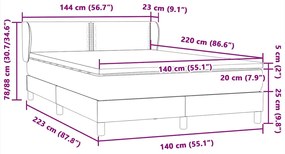 BOX SPRING ΚΡΕΒΑΤΙ ΜΕ ΣΤΡΩΜΑ ΣΚΟΥΡΟ ΓΚΡΙ 140X220 CM ΒΕΛΟΥΔΙΝΟ 3317482