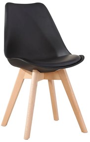 Καρέκλα ArteLibre GROUGH Μαύρο PP/PU/Ξύλο 49x56x83cm-14600015
