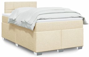 vidaXL Κρεβάτι Boxspring με Στρώμα Κρεμ 120x190 εκ. Υφασμάτινο