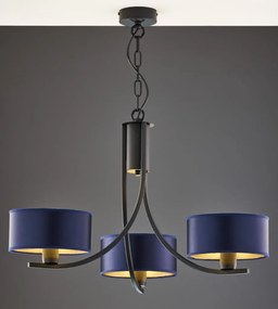 Κρεμαστό Πολύφωτο Arthur Φ65cm Μαύρο με Μπλε Ύφασμα